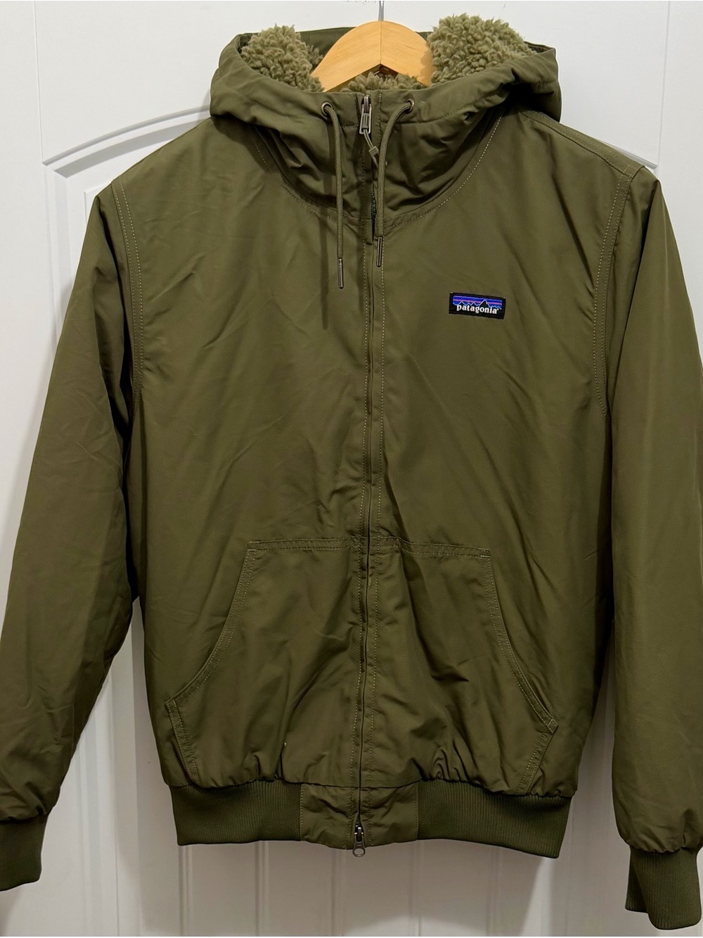 Patagonia Men's Isthmus Sherpa Lined Hooded Jacket Forest Green, Size XS, 20425